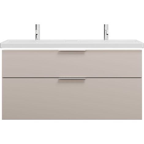 burgbad Eqio lavabo doble de cerámica con mueble bajo para lavabo