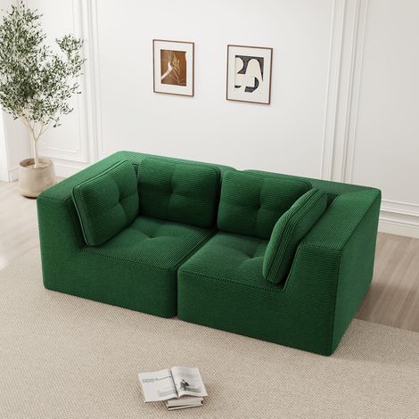 Modulares Ecksofa aus Cord, grün, 74 cm Sitztiefe OKMYHOME (1/5)