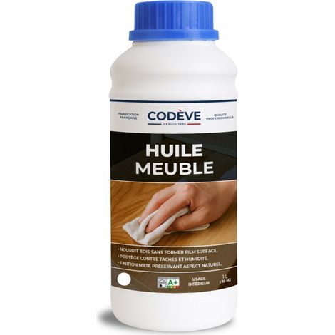 Huile Meuble Bois - 1 L - Codeve Bois - Merisier - Pour La Déco De Votre Meuble, Table, Buffet, Commode Ou Armoire Bois.