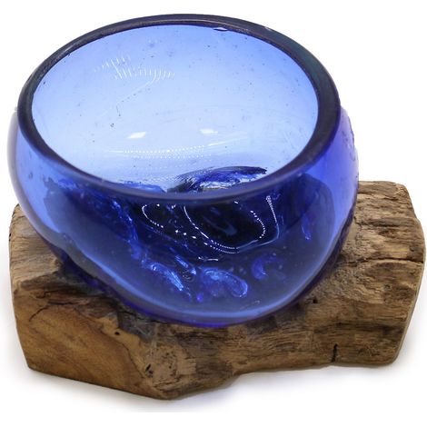 Molton Glass Mini Bol Bleu sur Bois- Vendu par 1