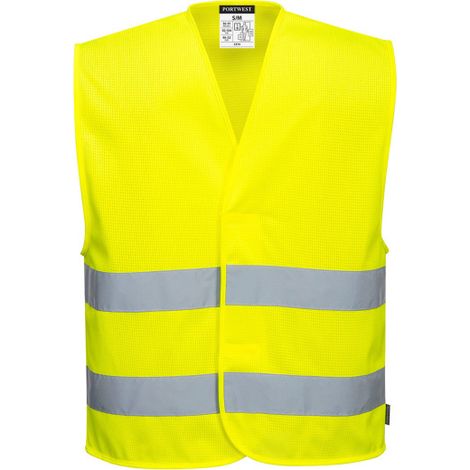 Chaleco de alta visibilidad con malla MeshAir con dos bandas reflectantes PORTWEST C374 4X/5X Amarillo