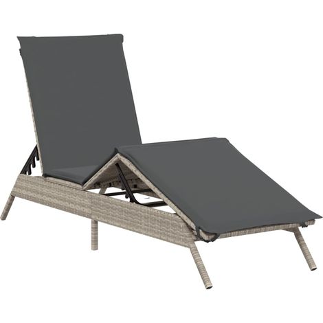 Maison Exclusive - Sonnenliege mit Auflage Hellgrau Poly Rattan