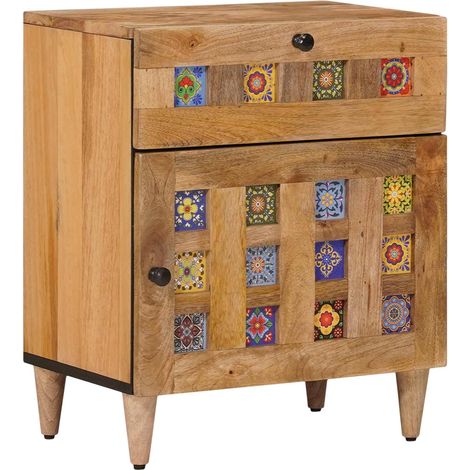 Bedside Cabinet Natural 50 x 33 x 60 cm Solid Mango Wood vidaXL