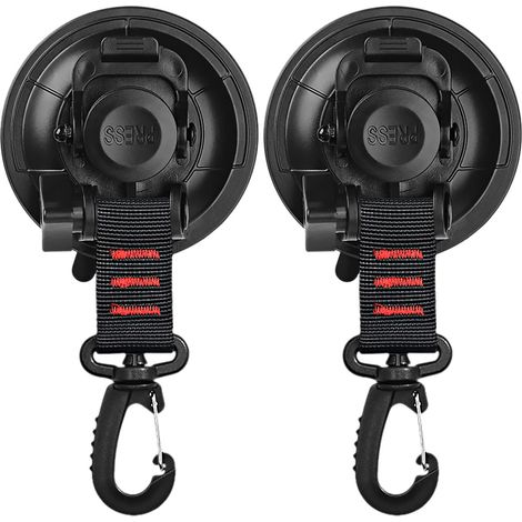 2 Pcs Suction Cup Anchors with 360° Rotating Hook Buckle Suction Cup Mounting Hooks for Car Tent Car Suction Cup Hook (1/5)