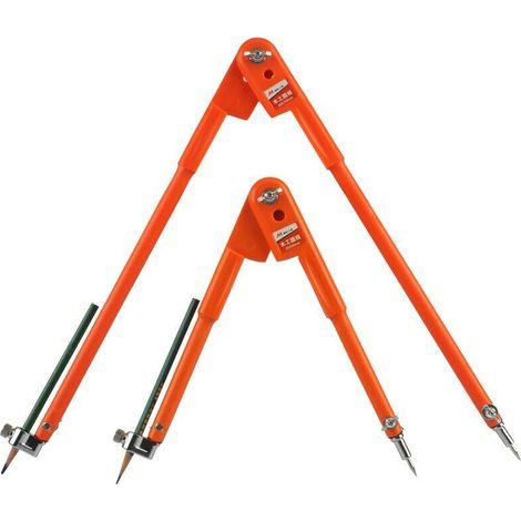 2 Compas/Set Compas à Crayons De Précision, Grand Diamètre - Orange L + S - (1/4)