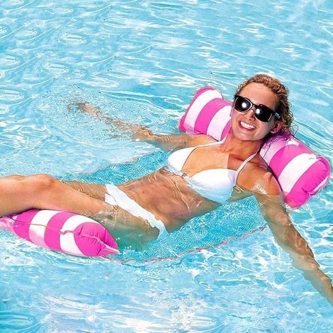 Matelas Piscine Filet,Hamac Flottant Piscine 4en1 Hamac de Piscine Multi Usage Pliable Hamac Gonflable Portable Flotteur Ultraléger (1/5)