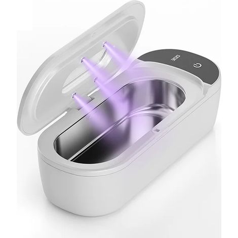 (Blanc) Nettoyeur à ultrasons 48 kHz 24 W 400 ml Nettoyeur à ultrasons pour appareils de contention avec lampe UV, convient aux appareils de contention, aux appareils orthodontiques et aux prothèses d (1/5)