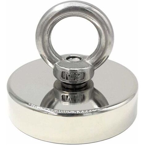 aimant néodyme 140 kg force diamètre 60 mm, aimants avec anneaux de levage puissant pour l'industrie et la science, pêche magnétique..DEBUNS