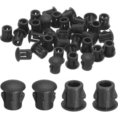 58Pcs Bouchon de Trou en Nylon, 4.5-5mm Diamètre de Trou Bouchon d'étanchéité Rond Souple et Flexible de Verrouillage Bouchons en Caoutchouc pour Bouteilles, Tuyaux, Cuisine, Noir (1/5)