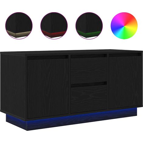 Meuble TV,Banc TV,Armoire TV avec lumières LED chêne noir 100x41x50 cm CFW138030 (1/5)