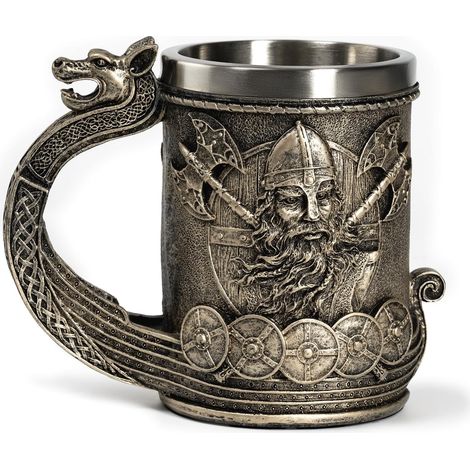 Mug à bière et tasse à café style viking de 53 cl avec anse en forme de dragon. Cadeau viking idéal pour homme et décoration médiévale/renaissance. (1/5)