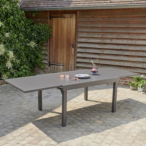 Table de jardin en aluminium extensible gris 6/10 places