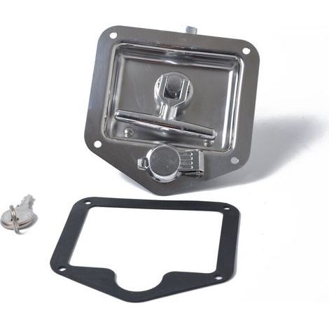 Serrure de voyage en acier inoxydable en forme de T,serrure de porte, poignée encastrée avec liaison, panneau de loquet pliable à poignée en T pour caravane, camion, camping-car,véhicule de patrouille (1/4)