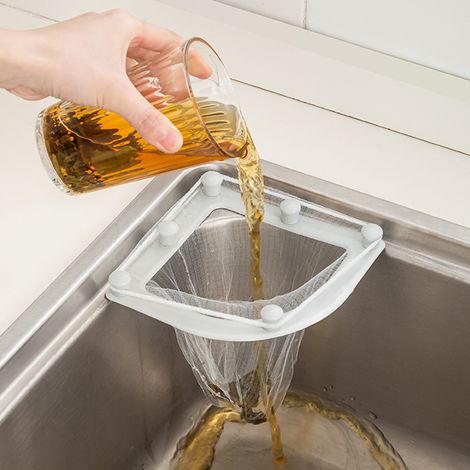 Filtre triangulaire à trois supports, passoire d'angle pour évier avec 30 sacs filtrants, égouttoir suspendu à mailles fines pour déchets alimentaires et ordures ménagères - 2 pièces-AquaForge (1/4)