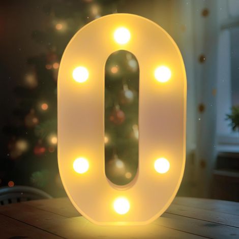 1 Lettre LED, 22 cm, Plastique ABS, Lumière Blanche Chaude, Décoration Mariage Fête