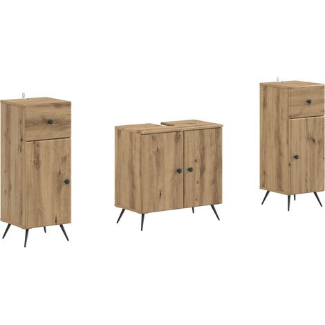 Maison Exclusive - Set di armadietti da bagno in 3 pezzi BREDA Rovere Artigianale (1/5)