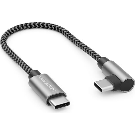0,15m USB C Câble 1x 90° Coudé PD3.0 (60W Charge Rapide) Court 15cm USB-C vers USB-C Recharge pour iPhone 17 16 15 Pro Max Air, S26 S25 S24 Pixel iPad Pro MacBook Air Tablettes Switch PS5 (1/5)
