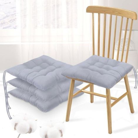 Coussins d'assise à rubans - - 40x40 cm - Rembourrés - Coton perlé - Bandes antidérapantes - 6 cm d'épaisseur (1/5)