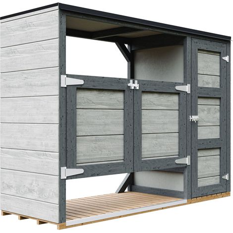 Casetta da giardino per bidoni spazzatura 2x240L – Copri bidoni spazzatura esterno con porte, casetta per attrezzi da giardino per giardini e spazi esterni – Timbela M981A-TUNDRA CAVERN (1/5)