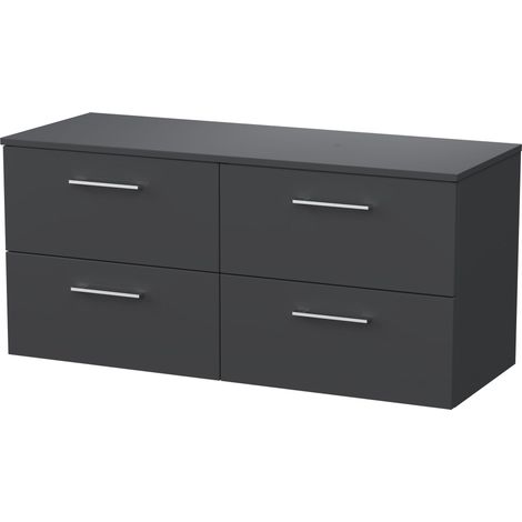 Pershall Contemporary Wall Hung 4 Drawer Vanity Unit with Laminate Worktop, 1200mm, Dark Grey
