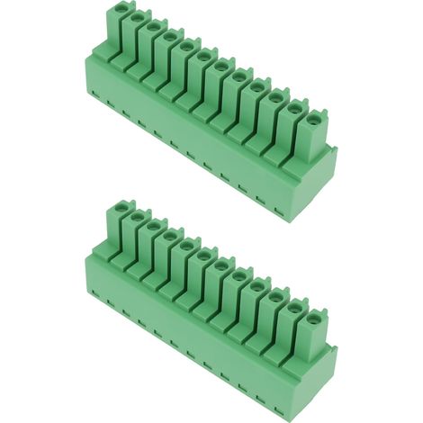 Pack of 2 12-Pin Plug-in Terminal Block Connectors, 3.5 mm Pitch, Compatible with PLC Controllers and Control Modules (1/5)