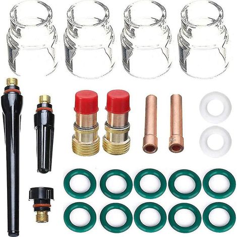 Kit de 23 buses TIG courtes (lentille à gaz 17gl332 3/32 pouces, 12 godets et lentille à gaz TIG en alumine) pour DB WP 17/ (1/5)