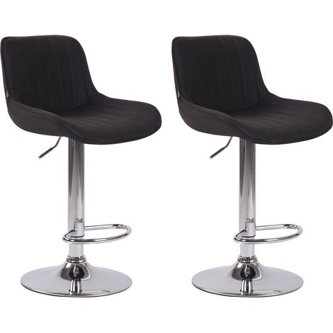 Set di 2 sgabelli da bar sedie alte in tessuto nero con cuciture verticali e struttura in metallo cromato 100006243