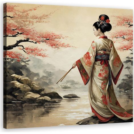 Tableau déco Geisha Paysage Japon 40x40 (1/5)