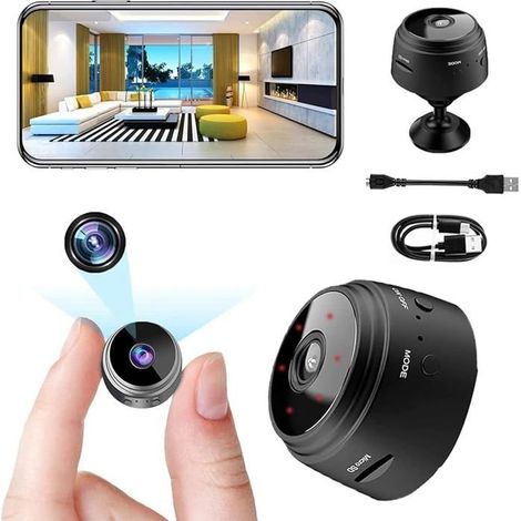 Mini Camera Espion Cachee EnregistreurFull HD 1080P Micro Camra WiFi Exterieur sans Fil Spy Cam Vision Nocturne Dtection-B (1/4)