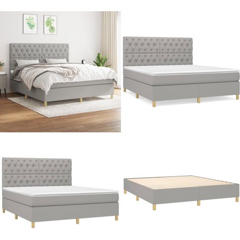 Boxspringbett mit Matratze Hellgrau 160x200 cm Stoff - Boxspringbett - Doppelbett - Bettenrahmen - Schlafsofa - Lattenrost - Home & Living (1/5)