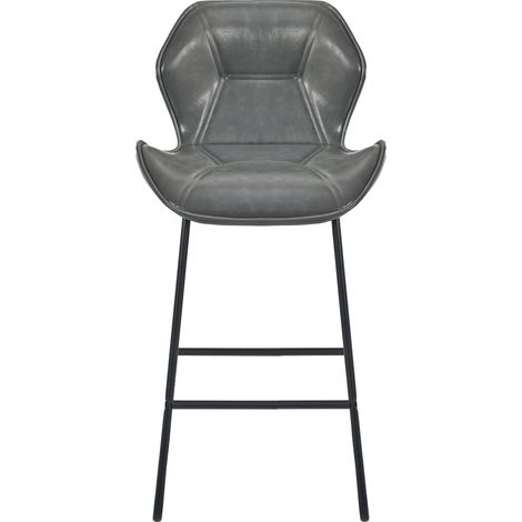 Pack de 2 taburetes de bar de polipiel gris con respaldo, estructura metálica y reposapiés (1/5)