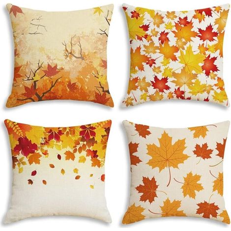 4-teiliges Kissenbezug-Set, Herbstkissenbezug 45x45cm, Ahornblatt-Kissenbezug, dekorativer Kissenbezug (1/4)