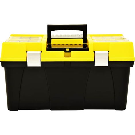 vidaXL Caja de herramientas de plástico amarillo 595x337x316 mm (1/2)