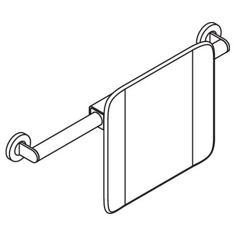 HEWI 900.51.90040 98 Rückenstütze des Systems 900, Anbindung aus Edelstahl, verchromt, Lehne aus Kunststoff, Achsmaß von 582 bis 682 mm bauseits verstellbar, T: 150 mm, zur Wandmontage, in HEWI Farbe (1/2)