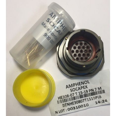 Amfenol Souriau HE308-07T15-19PN7M Contacto circular estándar MIL 19 pos. Macho - MIL-DTL-38999