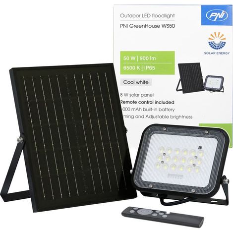 Projecteur LED solaire - PNI - PNI-WS500 - 50W - Batterie 6000mAh LiFePO4 - IP65