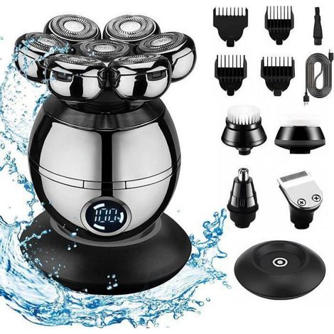 1 Rasoir Électrique Homme, Tête Flottante 7D, Multifonction 5 en 1, Étanche IPX7, Pour Barbe Crâne Nez (1/5)
