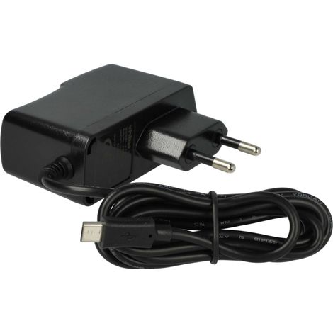vhbw Micro-USB Ladegerät 2.0 A / 5V kompatibel mit Doro Primo 413, 406, 215, 365, 305, 405, 401 Smartphone, Tablet, MP3-Player, usw. Schwarz (1/5)