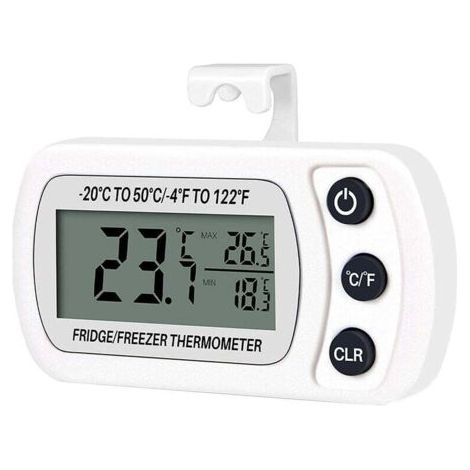 Pair Wasserdichtes digitales Kühlschrank-/Gefrierschrank-Raumthermometer, -20 °C bis 50 °C (-4 °F bis 122 °F) mit großem LCD-Display