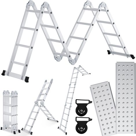 SWANEW Scala pieghevole scala multiuso scala telescopica scala a telaio 4x4 470cm scala singola scala a gradini scala domestica scala in alluminio (1/5)