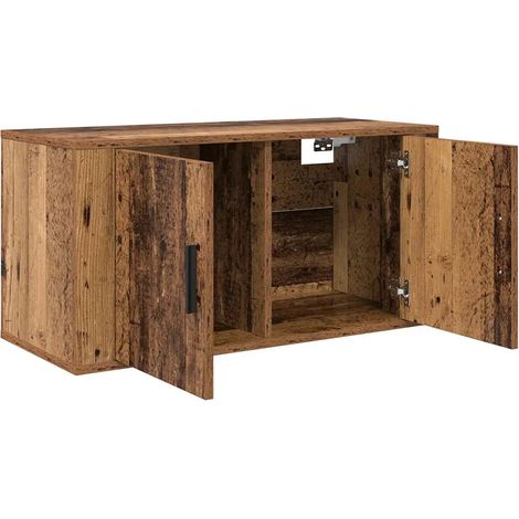 Mobile porta TV a parete rettangolare contemporaneo 80 x 34,5 x 40 cm con pratico vano portaoggetti in legno ingegnerizzato vecchio 020052702