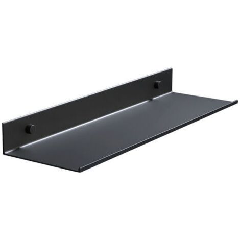 (20 cm, Schwarz) Wandregal zur Montage ohne Bohren, schwarzes Wandregal, Duschregal aus Metall, 20 cm, dekoratives Wandregal für Wohnzimmer, Badezimmer, Küche, Büro (1/4)