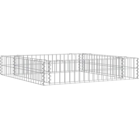 Potager surélevé en gabions, acier galvanisé, 100 x 100 x 20 cm