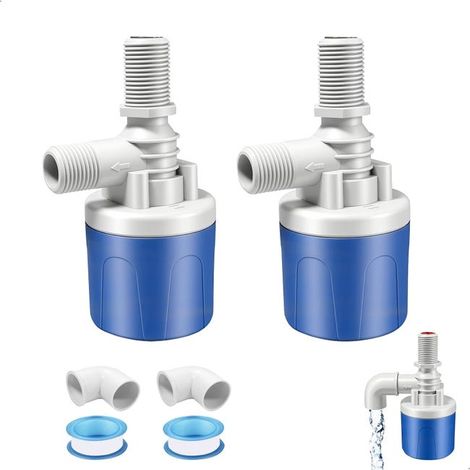 Robinet Flotteur Automatique, 2 Jeux Vanne 1/2" Régulation de Niveau d'eau, Flotteur Piscine de Entrée d'eau Supérieure, Accessoire Contrôleur (1/5)