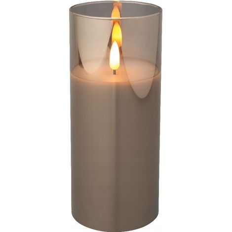 Vela LED decorativa gris en cristal, 17,5 cm (1/2)