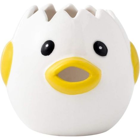 Séparateur d'œufs en céramique (en forme de poussin) — Idéal pour la cuisine, la pâtisserie et le camping — Compatible lave-vaisselle (jaune) (1/5)
