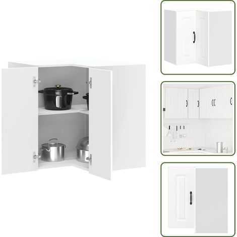 The Living Store Küchen-Eckhängeschrank Kalmar Weiß Holzwerkstoff - Holzwerkstoff (1/5)