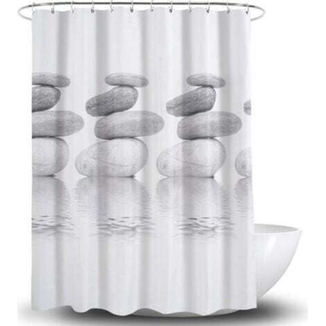 Shower curtain - Antibacterial - Mold and water resistant - Polyester - 180 x 180 cm - Grey - Pebble (grey)