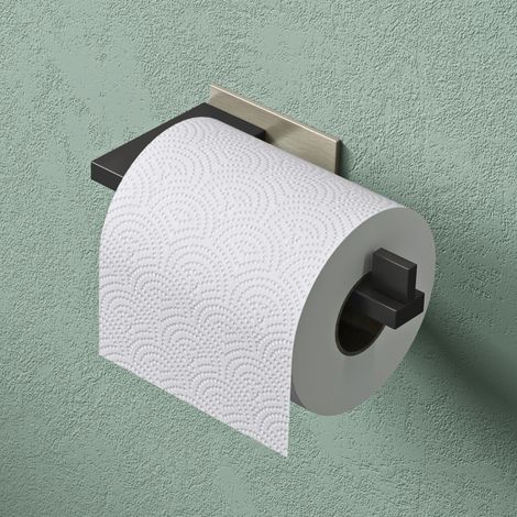 Mai & Mai Toilettenpapierhalter Klopapierhalter WC aus Edelstahl, Toilettenpapier Halterung Rollenhalter Matt schwarz + Nickel gebürstet 185mm Lino-03