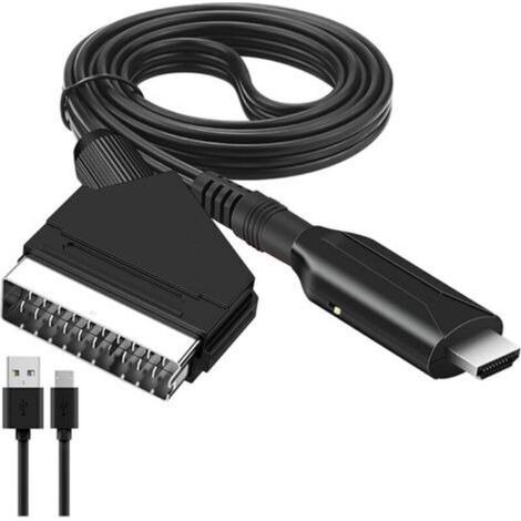 Convertisseur Peritel vers HDMI, Adaptateur Peritel SCART vers HDMI Plug&Play Câble Cordon AV RGB avec Câble Péritel Sortie vidéo Adaptateur pour HDTV STB VHS Xbox PS3 Sky DVD Blu-Ray (1/5)